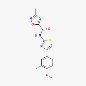 molecular formula C16H15N3O3S B2885591 N-[4-(4-methoxy-3-methylphenyl)-1,3-thiazol-2-yl]-3-methyl-1,2-oxazole-5-carboxamide CAS No. 946286-07-3
