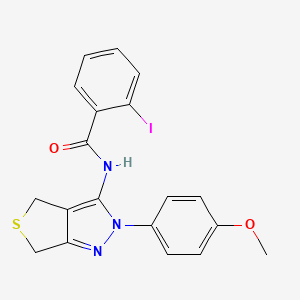 molecular formula C19H16IN3O2S B2885599 2-iodo-N-[2-(4-methoxyphenyl)-2H,4H,6H-thieno[3,4-c]pyrazol-3-yl]benzamide CAS No. 392254-12-5