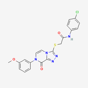 molecular formula C20H16ClN5O3S B2885650 N-(4-chlorophenyl)-2-{[7-(3-methoxyphenyl)-8-oxo-7H,8H-[1,2,4]triazolo[4,3-a]pyrazin-3-yl]sulfanyl}acetamide CAS No. 1242907-15-8