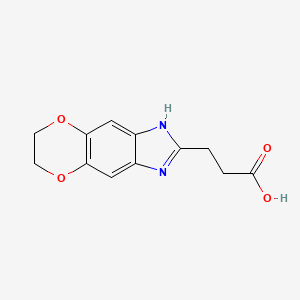 molecular formula C12H12N2O4 B2885682 3-(6,7-Dihydro-1H-5,8-dioxa-1,3-diaza-cyclopenta[b]naphthalen-2-yl)-propionic acid CAS No. 876717-89-4