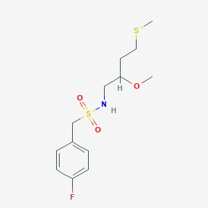 molecular formula C13H20FNO3S2 B2885684 1-(4-fluorophenyl)-N-[2-methoxy-4-(methylsulfanyl)butyl]methanesulfonamide CAS No. 2309341-39-5