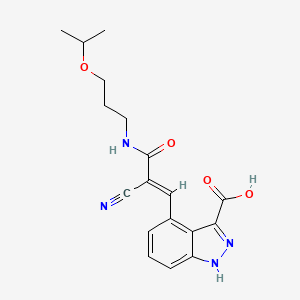 4-[(E)-2-Cyano-3-oxo-3-(3-propan-2-yloxypropylamino)prop-1-enyl]-1H-indazole-3-carboxylic acid
