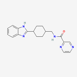 molecular formula C19H21N5O B2885729 N-((4-(1H-benzo[d]imidazol-2-yl)cyclohexyl)methyl)pyrazine-2-carboxamide CAS No. 1234946-61-2