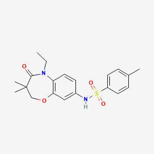 molecular formula C20H24N2O4S B2885742 N-(5-ethyl-3,3-dimethyl-4-oxo-2,3,4,5-tetrahydrobenzo[b][1,4]oxazepin-8-yl)-4-methylbenzenesulfonamide CAS No. 922097-66-3
