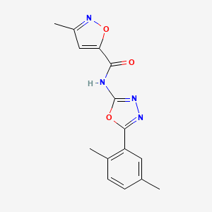 molecular formula C15H14N4O3 B2885749 N-(5-(2,5-dimethylphenyl)-1,3,4-oxadiazol-2-yl)-3-methylisoxazole-5-carboxamide CAS No. 946319-02-4