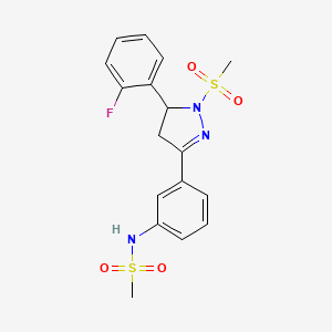 molecular formula C17H18FN3O4S2 B2885758 N-(3-(5-(2-fluorophenyl)-1-(methylsulfonyl)-4,5-dihydro-1H-pyrazol-3-yl)phenyl)methanesulfonamide CAS No. 851782-38-2