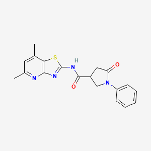 molecular formula C19H18N4O2S B2885789 N-(5,7-dimethylthiazolo[4,5-b]pyridin-2-yl)-5-oxo-1-phenylpyrrolidine-3-carboxamide CAS No. 1021045-71-5