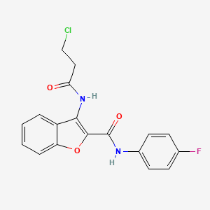 molecular formula C18H14ClFN2O3 B2885795 3-(3-chloropropanamido)-N-(4-fluorophenyl)-1-benzofuran-2-carboxamide CAS No. 887883-77-4