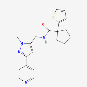 molecular formula C20H22N4OS B2885802 N-{[1-methyl-3-(pyridin-4-yl)-1H-pyrazol-5-yl]methyl}-1-(thiophen-2-yl)cyclopentane-1-carboxamide CAS No. 2320536-76-1