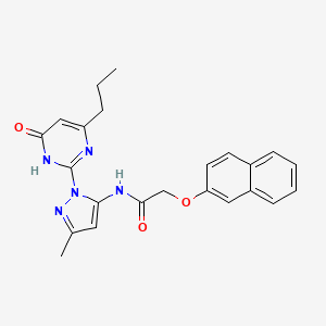 molecular formula C23H23N5O3 B2885833 N-(3-methyl-1-(6-oxo-4-propyl-1,6-dihydropyrimidin-2-yl)-1H-pyrazol-5-yl)-2-(naphthalen-2-yloxy)acetamide CAS No. 1002932-51-5