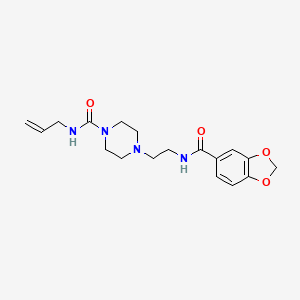 molecular formula C18H24N4O4 B2885867 N-allyl-4-(2-(benzo[d][1,3]dioxole-5-carboxamido)ethyl)piperazine-1-carboxamide CAS No. 1226455-59-9