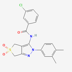 B2885994 3-chloro-N-(2-(3,4-dimethylphenyl)-5,5-dioxido-4,6-dihydro-2H-thieno[3,4-c]pyrazol-3-yl)benzamide CAS No. 681267-36-7