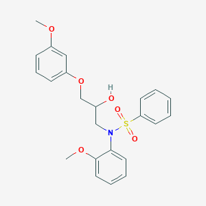molecular formula C23H25NO6S B2886021 N-[2-hydroxy-3-(3-methoxyphenoxy)propyl]-N-(2-methoxyphenyl)benzenesulfonamide CAS No. 864940-01-2