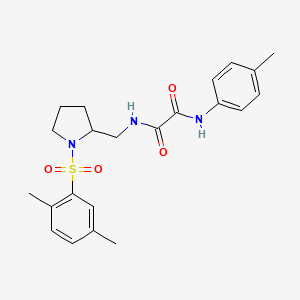 molecular formula C22H27N3O4S B2886026 N-{[1-(2,5-dimethylbenzenesulfonyl)pyrrolidin-2-yl]methyl}-N'-(4-methylphenyl)ethanediamide CAS No. 896284-63-2