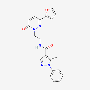 molecular formula C21H19N5O3 B2886034 N-(2-(3-(furan-2-yl)-6-oxopyridazin-1(6H)-yl)ethyl)-5-methyl-1-phenyl-1H-pyrazole-4-carboxamide CAS No. 1207050-94-9