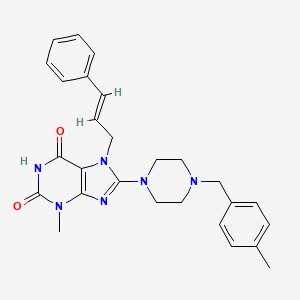 molecular formula C27H30N6O2 B2886041 7-cinnamyl-3-methyl-8-(4-(4-methylbenzyl)piperazin-1-yl)-1H-purine-2,6(3H,7H)-dione CAS No. 898464-42-1