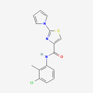 molecular formula C15H12ClN3OS B2886072 N-(3-chloro-2-methylphenyl)-2-(1H-pyrrol-1-yl)thiazole-4-carboxamide CAS No. 1207054-32-7