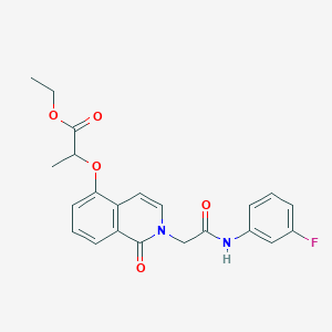 molecular formula C22H21FN2O5 B2886074 ethyl 2-[(2-{[(3-fluorophenyl)carbamoyl]methyl}-1-oxo-1,2-dihydroisoquinolin-5-yl)oxy]propanoate CAS No. 868224-48-0