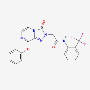 molecular formula C20H14F3N5O3 B2886083 2-{3-oxo-8-phenoxy-2H,3H-[1,2,4]triazolo[4,3-a]pyrazin-2-yl}-N-[2-(trifluoromethyl)phenyl]acetamide CAS No. 1251677-93-6