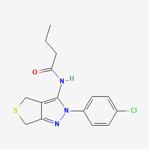 molecular formula C15H16ClN3OS B2886101 N-(2-(4-chlorophenyl)-4,6-dihydro-2H-thieno[3,4-c]pyrazol-3-yl)butyramide CAS No. 361477-42-1