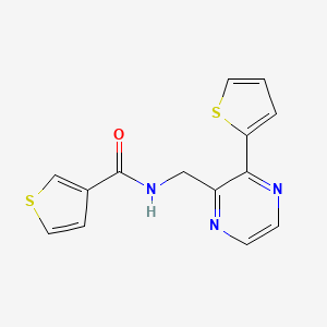 molecular formula C14H11N3OS2 B2886105 N-((3-(thiophen-2-yl)pyrazin-2-yl)methyl)thiophene-3-carboxamide CAS No. 2034396-74-0