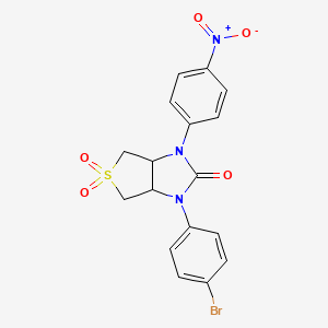 molecular formula C17H14BrN3O5S B2886121 1-(4-bromophenyl)-3-(4-nitrophenyl)-hexahydro-1H-5lambda6-thieno[3,4-d]imidazole-2,5,5-trione CAS No. 620543-60-4
