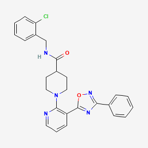 molecular formula C26H24ClN5O2 B2886134 N-[(2-chlorophenyl)methyl]-1-[3-(3-phenyl-1,2,4-oxadiazol-5-yl)pyridin-2-yl]piperidine-4-carboxamide CAS No. 1251624-44-8