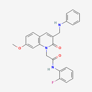 molecular formula C25H22FN3O3 B2886135 N-(2-fluorophenyl)-2-{7-methoxy-2-oxo-3-[(phenylamino)methyl]-1,2-dihydroquinolin-1-yl}acetamide CAS No. 932523-23-4