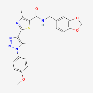 molecular formula C23H21N5O4S B2886178 N-[(2H-1,3-benzodioxol-5-yl)methyl]-2-[1-(4-methoxyphenyl)-5-methyl-1H-1,2,3-triazol-4-yl]-4-methyl-1,3-thiazole-5-carboxamide CAS No. 1207005-41-1