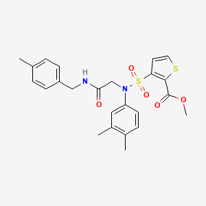 molecular formula C24H26N2O5S2 B2886184 methyl 3-[(3,4-dimethylphenyl)({[(4-methylphenyl)methyl]carbamoyl}methyl)sulfamoyl]thiophene-2-carboxylate CAS No. 941892-93-9