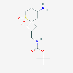 molecular formula C14H26N2O4S B2886188 tert-butylN-({8-amino-5,5-dioxo-5lambda6-thiaspiro[3.5]nonan-2-yl}methyl)carbamate CAS No. 2287330-99-6