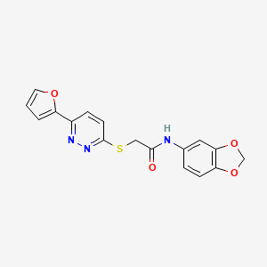 molecular formula C17H13N3O4S B2886210 N-(2H-1,3-benzodioxol-5-yl)-2-{[6-(furan-2-yl)pyridazin-3-yl]sulfanyl}acetamide CAS No. 872723-68-7