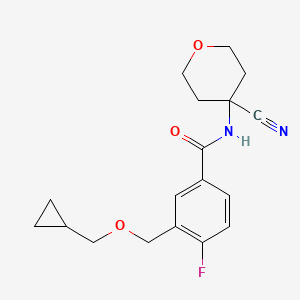 molecular formula C18H21FN2O3 B2886221 N-(4-Cyanooxan-4-yl)-3-(cyclopropylmethoxymethyl)-4-fluorobenzamide CAS No. 1385353-48-9