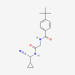 molecular formula C18H23N3O2 B2886255 4-Tert-butyl-N-[2-[[cyano(cyclopropyl)methyl]amino]-2-oxoethyl]benzamide CAS No. 1645357-75-0