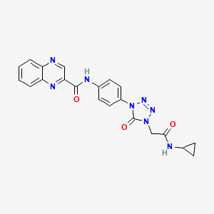 molecular formula C21H18N8O3 B2886271 N-(4-(4-(2-(cyclopropylamino)-2-oxoethyl)-5-oxo-4,5-dihydro-1H-tetrazol-1-yl)phenyl)quinoxaline-2-carboxamide CAS No. 1396806-56-6