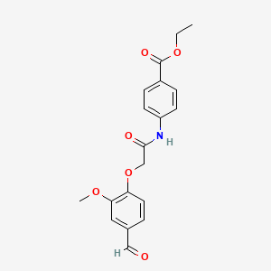 molecular formula C19H19NO6 B2886279 ethyl 4-[2-(4-formyl-2-methoxyphenoxy)acetamido]benzoate CAS No. 685861-75-0