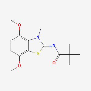 molecular formula C15H20N2O3S B2886291 N-[(2Z)-4,7-dimethoxy-3-methyl-2,3-dihydro-1,3-benzothiazol-2-ylidene]-2,2-dimethylpropanamide CAS No. 1164508-72-8