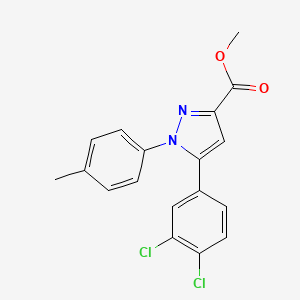 molecular formula C18H14Cl2N2O2 B2886294 methyl 5-(3,4-dichlorophenyl)-1-(4-methylphenyl)-1H-pyrazole-3-carboxylate CAS No. 318256-24-5