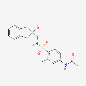 molecular formula C20H24N2O4S B2886325 N-(4-(N-((2-methoxy-2,3-dihydro-1H-inden-2-yl)methyl)sulfamoyl)-3-methylphenyl)acetamide CAS No. 2034410-98-3