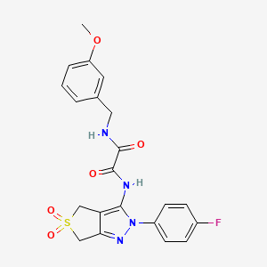 molecular formula C21H19FN4O5S B2886334 N-[2-(4-fluorophenyl)-5,5-dioxo-2H,4H,6H-5lambda6-thieno[3,4-c]pyrazol-3-yl]-N'-[(3-methoxyphenyl)methyl]ethanediamide CAS No. 899989-62-9