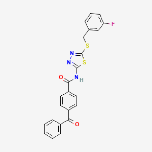 molecular formula C23H16FN3O2S2 B2886384 4-benzoyl-N-(5-{[(3-fluorophenyl)methyl]sulfanyl}-1,3,4-thiadiazol-2-yl)benzamide CAS No. 392317-52-1