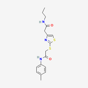 B2886388 2-(2-((2-oxo-2-(p-tolylamino)ethyl)thio)thiazol-4-yl)-N-propylacetamide CAS No. 942001-45-8