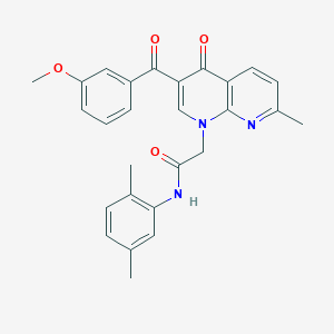 molecular formula C27H25N3O4 B2886399 N-(2,5-dimethylphenyl)-2-[3-(3-methoxybenzoyl)-7-methyl-4-oxo-1,4-dihydro-1,8-naphthyridin-1-yl]acetamide CAS No. 894888-89-2