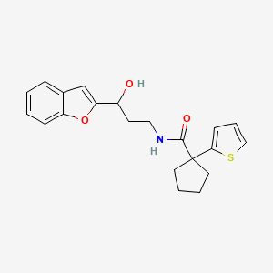 molecular formula C21H23NO3S B2886405 N-(3-(benzofuran-2-yl)-3-hydroxypropyl)-1-(thiophen-2-yl)cyclopentanecarboxamide CAS No. 1448035-61-7
