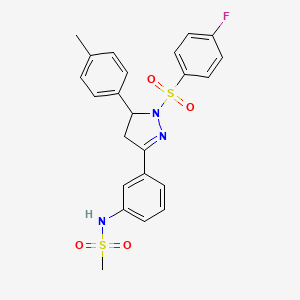N-(3-(1-((4-fluorophenyl)sulfonyl)-5-(p-tolyl)-4,5-dihydro-1H-pyrazol-3-yl)phenyl)methanesulfonamide