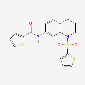 molecular formula C18H16N2O3S3 B2886448 N-[1-(thiophene-2-sulfonyl)-1,2,3,4-tetrahydroquinolin-7-yl]thiophene-2-carboxamide CAS No. 898447-88-6