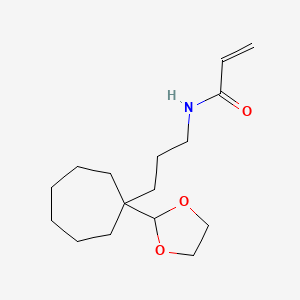 molecular formula C16H27NO3 B2886497 N-{3-[1-(1,3-dioxolan-2-yl)cycloheptyl]propyl}prop-2-enamide CAS No. 2094389-61-2