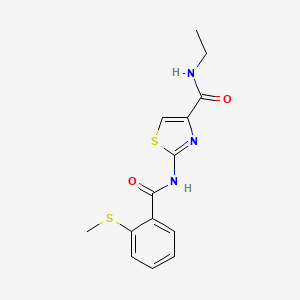 molecular formula C14H15N3O2S2 B2886510 N-ethyl-2-(2-(methylthio)benzamido)thiazole-4-carboxamide CAS No. 954709-21-8