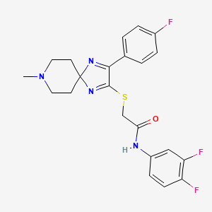 molecular formula C22H21F3N4OS B2886513 N-(3,4-DIFLUOROPHENYL)-2-{[3-(4-FLUOROPHENYL)-8-METHYL-1,4,8-TRIAZASPIRO[4.5]DECA-1,3-DIEN-2-YL]SULFANYL}ACETAMIDE CAS No. 1190012-29-3