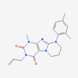 molecular formula C20H23N5O2 B2886543 3-allyl-9-(2,4-dimethylphenyl)-1-methyl-6,7,8,9-tetrahydropyrimido[2,1-f]purine-2,4(1H,3H)-dione CAS No. 922453-83-6